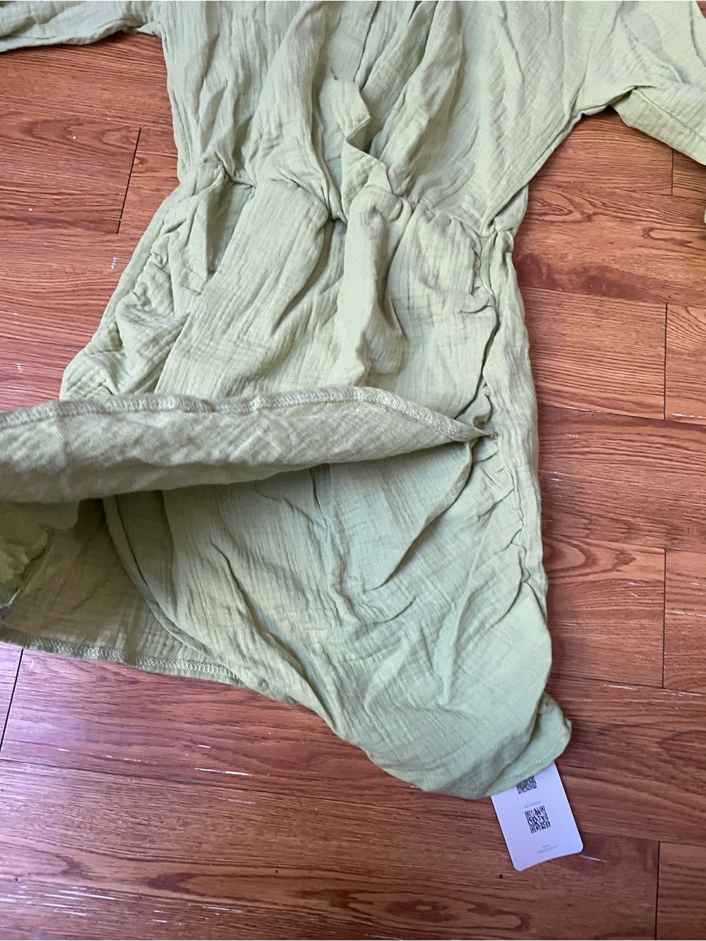 Lime Green Cotton Wrap Shirt Dress - Picture 4 of 9